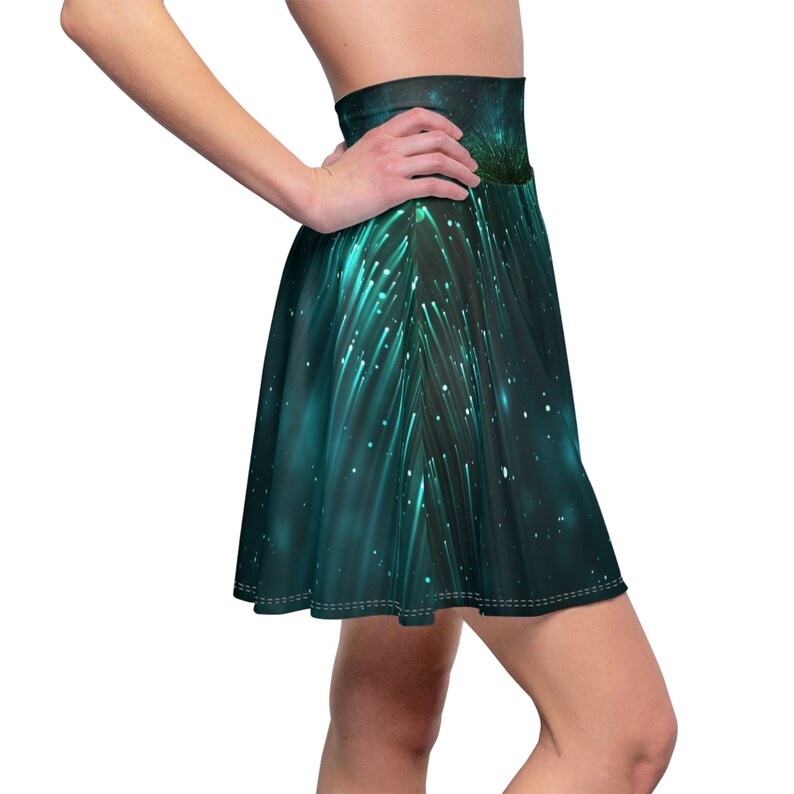 GREEN Shooting Stars Women's Skater Skirt AOP image 7