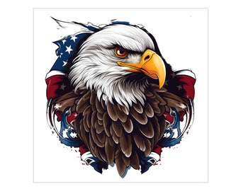 AMERICAN EAGLE and Flag Transparent Outdoor Stickers, Square, 1pc