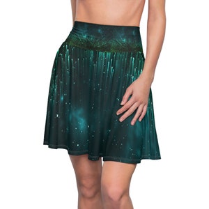 GREEN Shooting Stars Women's Skater Skirt AOP image 1