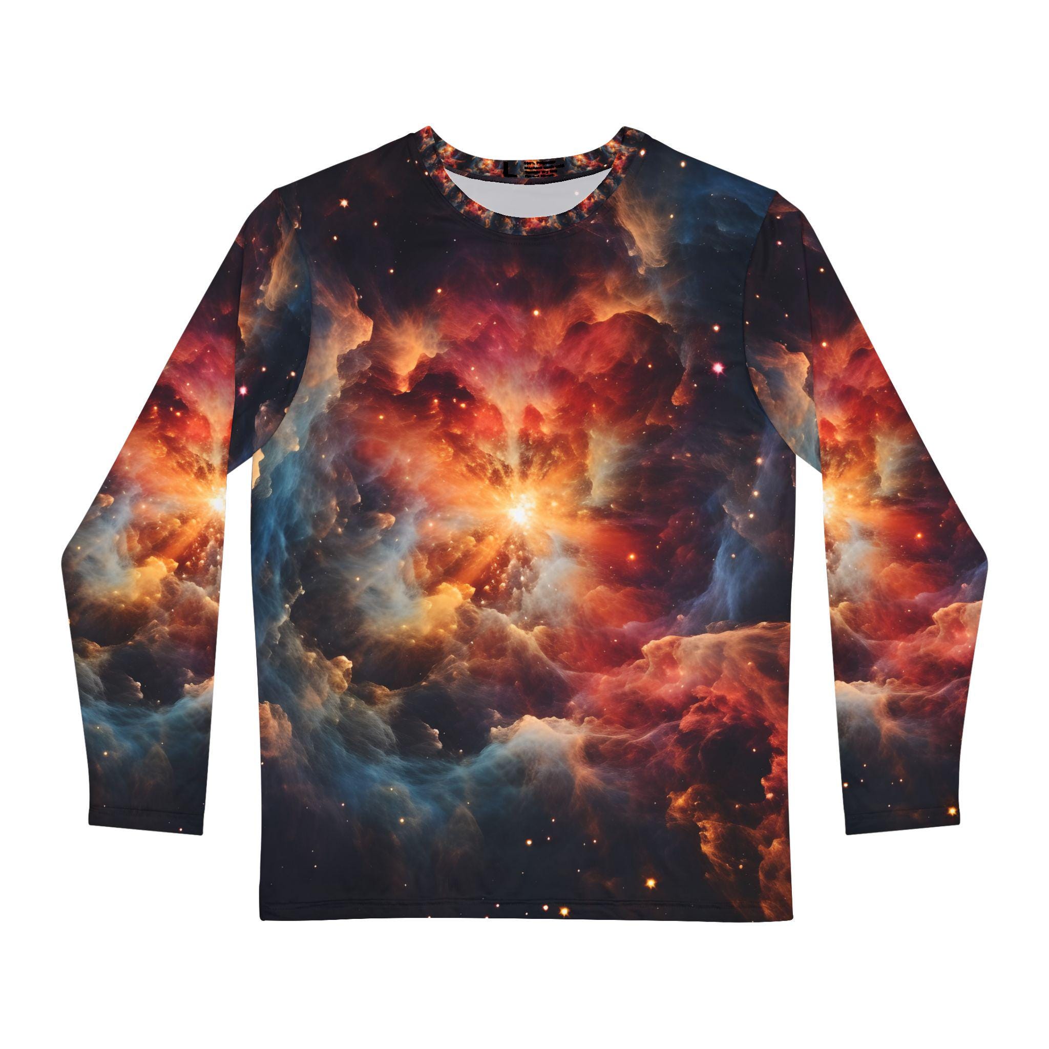 Cosmic Galaxy Men's Long Sleeve Shirt (AOP), image size:2048x2048