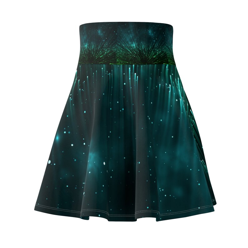 GREEN Shooting Stars Women's Skater Skirt AOP image 4