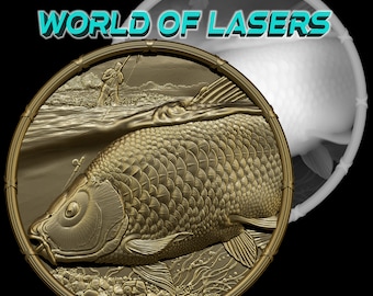 Modelo 3D Stl y Escala de Grises para fresadoras Láser y CNC - Pesca v1