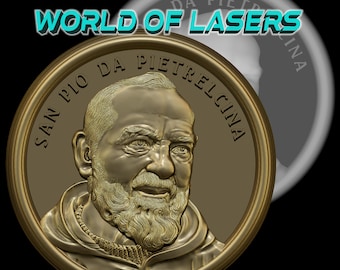 Modelo 3D Stl y Escala de Grises para fresadoras Láser y CNC - Padre Pio