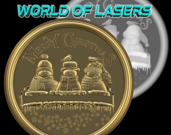 3D model Stl and Grayscale for Laser and CNC milling machines - Merry Christmas v6