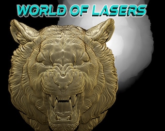 Modelo 3D Stl y Escala de Grises para fresadoras Láser y CNC - Tiger head