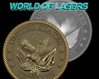 Modelo 3D Stl y escala de grises para fresadoras láser y CNC - Logo Veterans USA