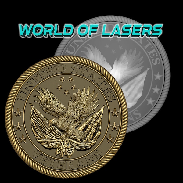 3D model Stl and Grayscale for Laser and CNC milling machines - Logo Veterans USA