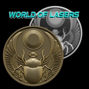 3D-modell i Stl och gråskala för laser- och CNC-fräsmaskiner - Egyptian Scarab