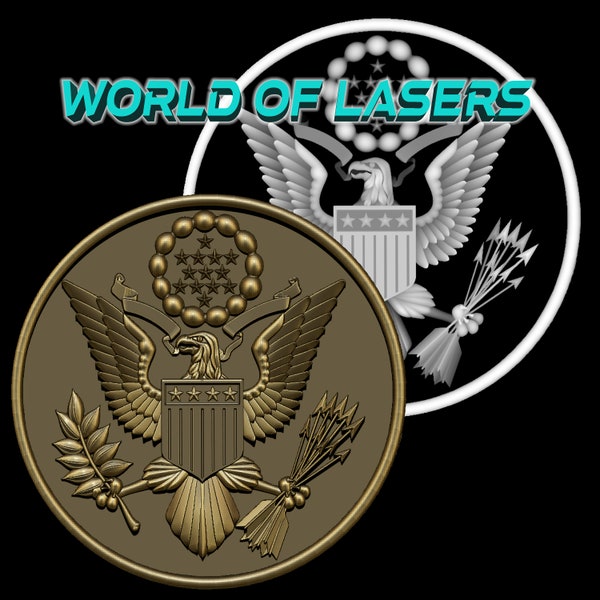 3D model Stl and Grayscale for Laser and CNC milling machines - Seal of the President USA