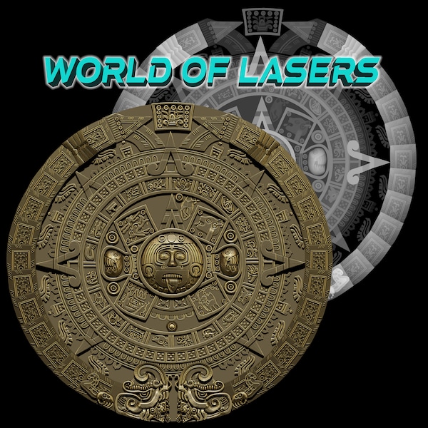 3D model Stl and Grayscale for Laser and CNC milling machines - Mayan calendar