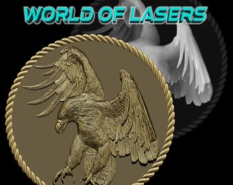 Modelo 3D Stl y Escala de Grises para fresadoras Láser y CNC - Eagle v4 con red de marcos