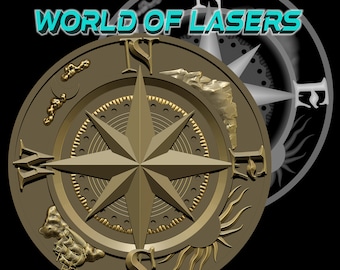 Modelo 3D Stl y escala de grises para fresadoras láser y CNC - Compass