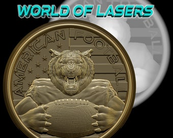 Modelo 3D Stl y Escala de Grises para fresadoras Láser y CNC - Tiger American Football
