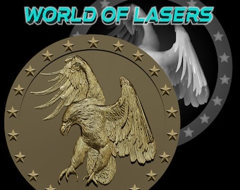 レーザーおよび CNC フライス盤用 3D モデル Stl およびグレースケール - フレーム スター付き Eagle v4