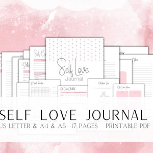 Cuaderno de trabajo para diario de amor propio, hojas de trabajo de amor propio, salud mental, confianza en uno mismo, bienestar, insertos de carpeta imprimibles