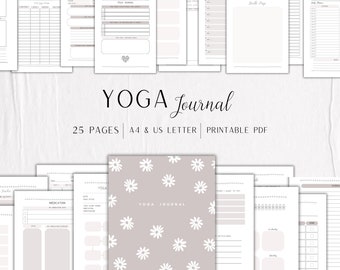 Yoga Journal | Yoga poses planner | Printable Yoga tracker | Wellness Planner | Monthly Yoga Planner | Digital Fitness Planner