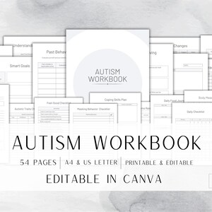 EDITABLE Autism Workbook Canva Autistic Planner Journal for Adults and ...
