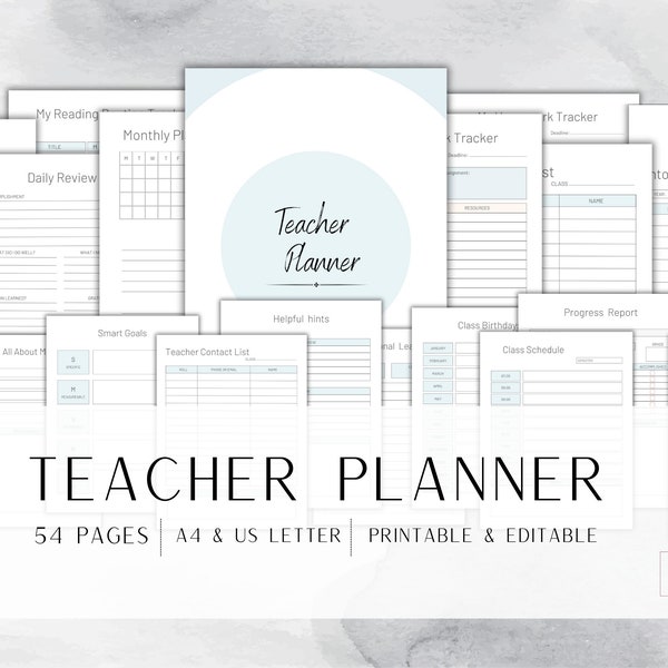 EDITABLE Canva Teacher Planner PDF Lesson Planner Class Schedule Teaching Template School Calendar A4 US Letter