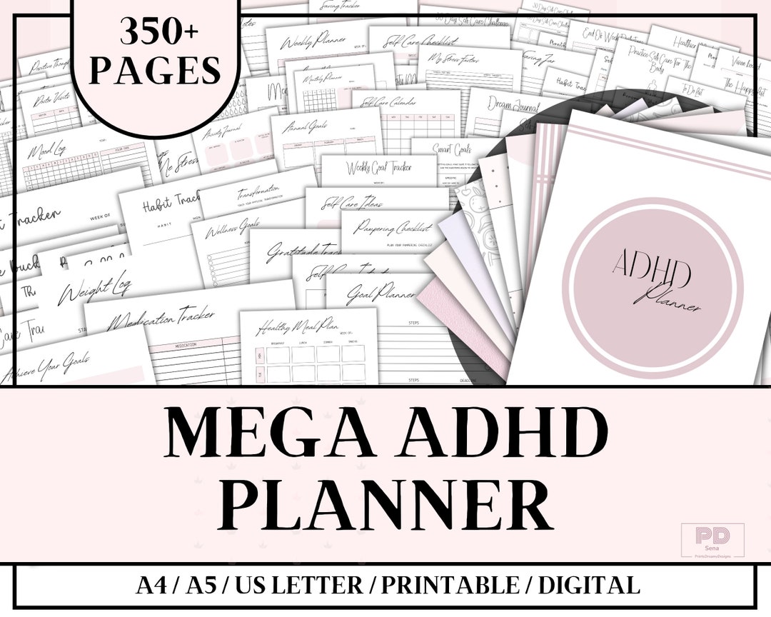 ADHD Mega Planner Adult Productivity Life Planner A4 A5 US Letter Size ...