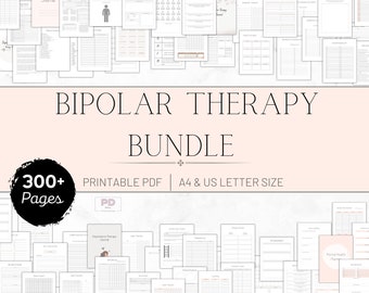 Bipolar Disorder Therapy SET BUNDLE Anxiety Depression Workbook Journal Bipolar Journal Mental Health Planner Mood Swings PDF Printable