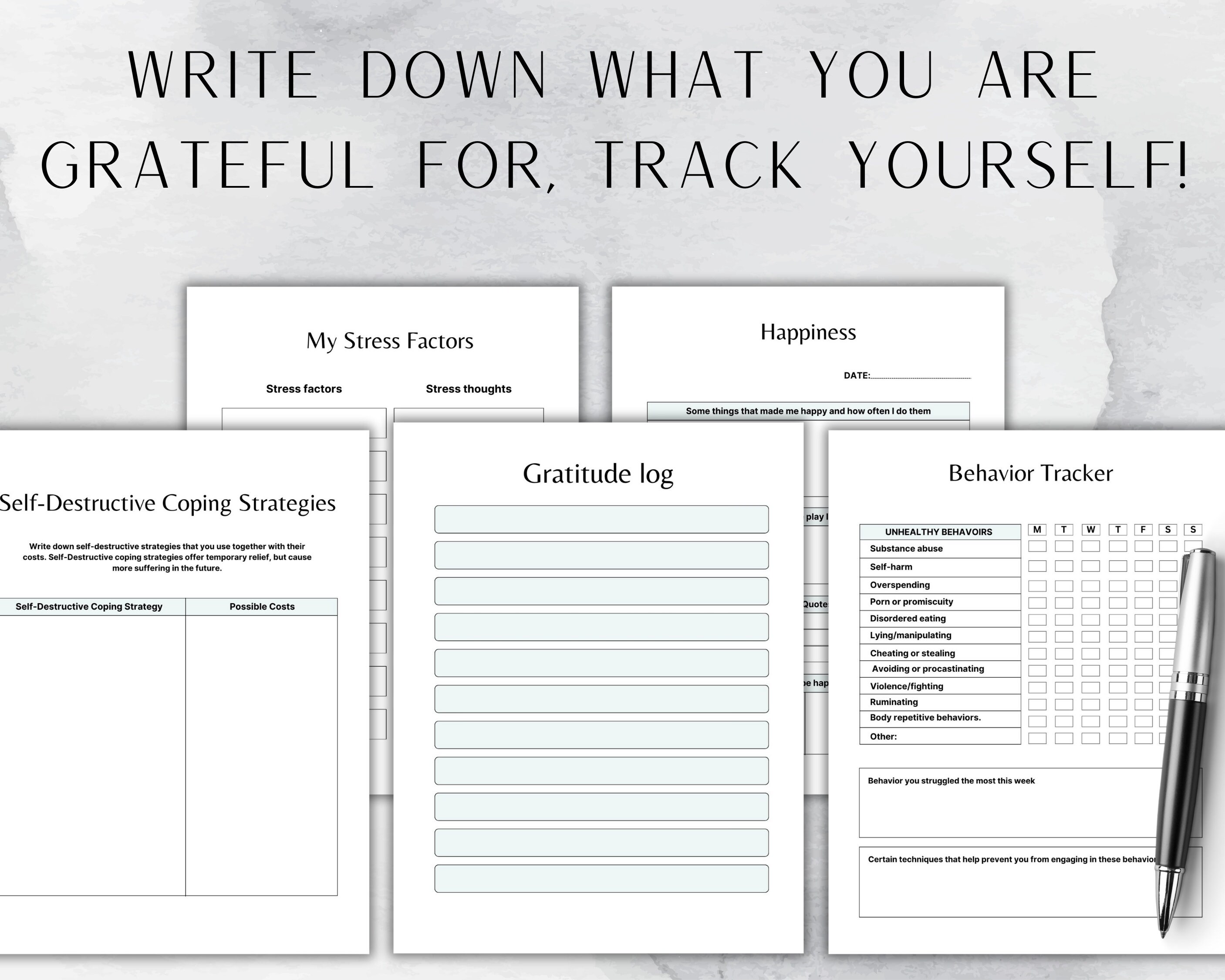 EDITABLE Mental Health & Anxiety Planner Journal Templates Printable ...