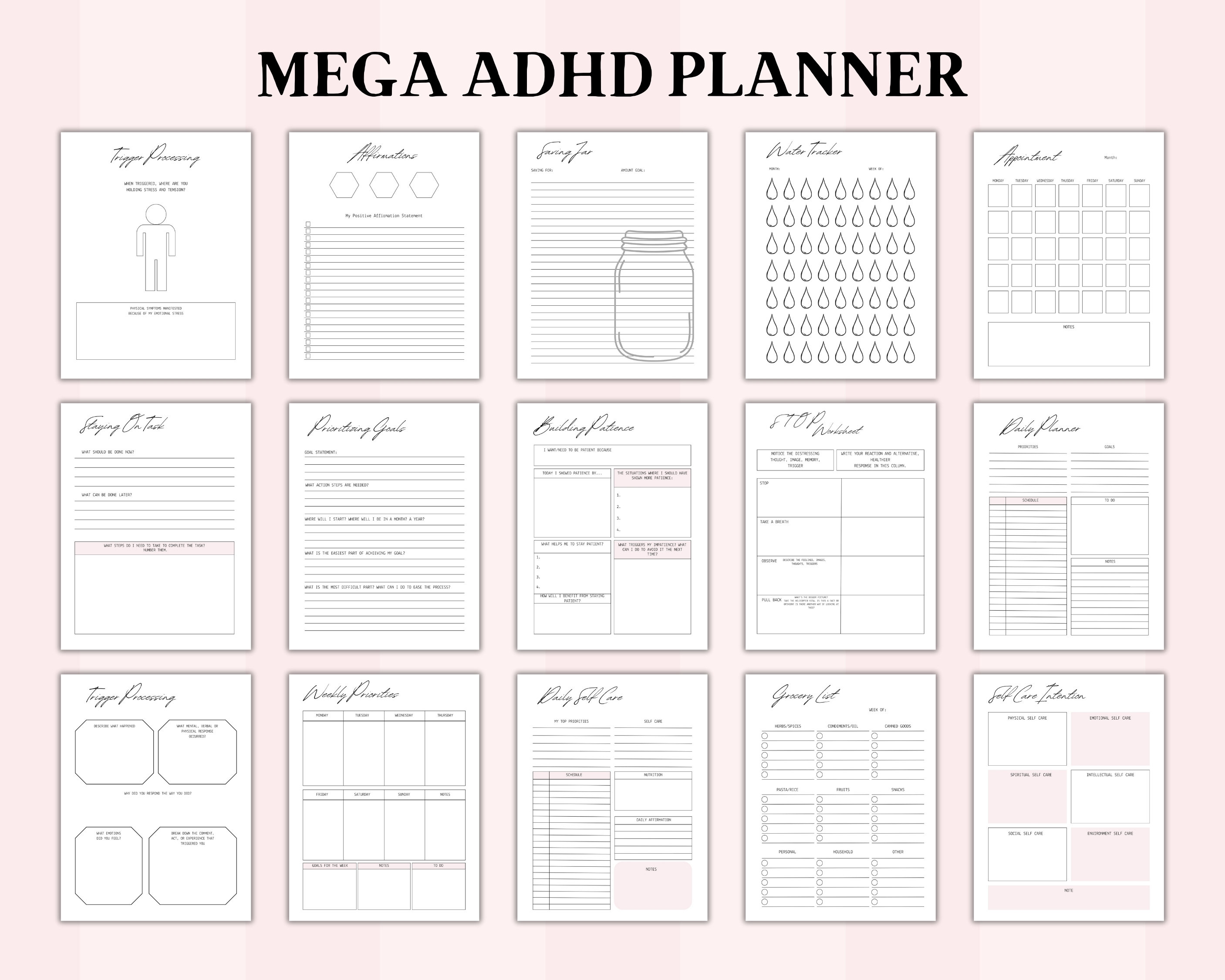 ADHD Mega Planner Adult Productivity Life Planner A4 A5 US Letter Size ...