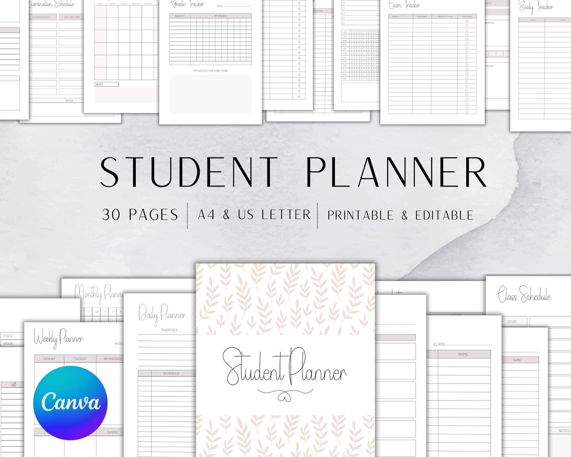 EDITABLE Student Planner Templates Study Journal Workbook Worksheets ...