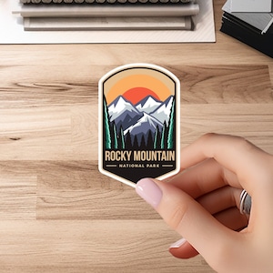 Rocky Mountain National Park Badge Stickers | Laptop, Water bottle, Luggage, Locker | Passport Colors | US National Park Decal, Waterproof