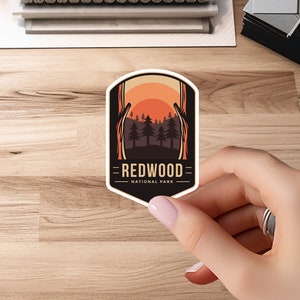 Redwood National Park Badge Stickers | Laptop, Water bottle, Luggage, Locker | Passport Colors | US National Park Decal, Waterproof
