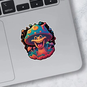 Psychedelic Happy High Mushroom Sticker | Psychedelic Sticker | Psychedelic Mushroom Sticker |Aesthetic sticker Water bottle, Luggage,Locker