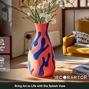 Splash Vase – Modern Home Decor – 3D Printable Model | Digital STL File | Instant Download for Home Printing