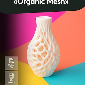 Organic Mesh Vase – Modernes Wohndekor – 3D druckbares Modell | Digitale STL-Datei | Sofort Download zum Ausdrucken
