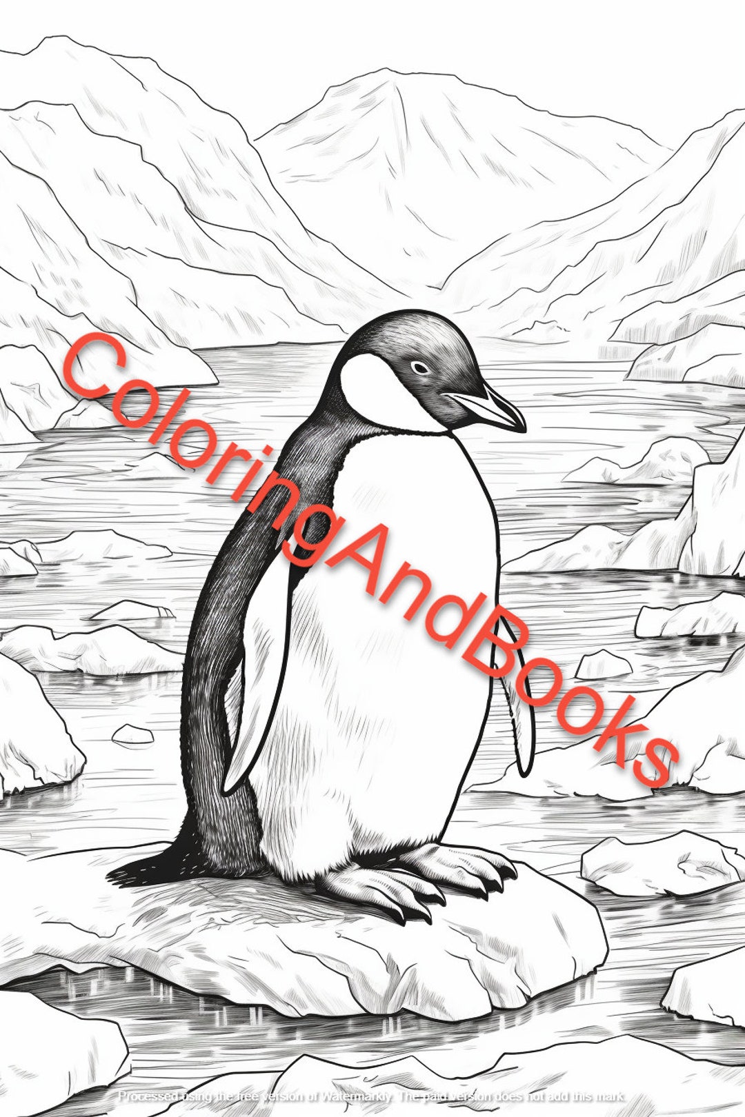 Coloring Page for Kids, Penguin on Ice - Etsy