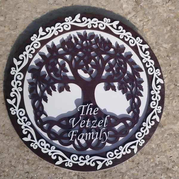 Striking Custom Family Tree Wall Art – Personalized Laser Cut Tree of Life – Unique Home Decor with Color Variants – Custom Name and Colors