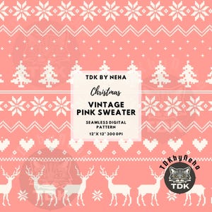 Classic Traditional Sweater Pattern Seamless File, Vintage Christmas seamless pattern, Xmas Tree Reindeer seamless, Christmas Digital Paper