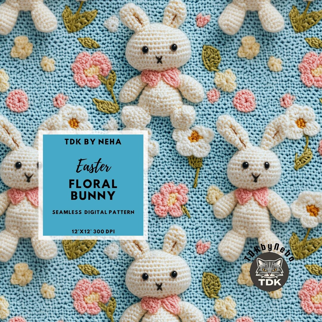 Bow Easter Bunny Seamless Pattern for Fabric Print, Easter Rabbit ...