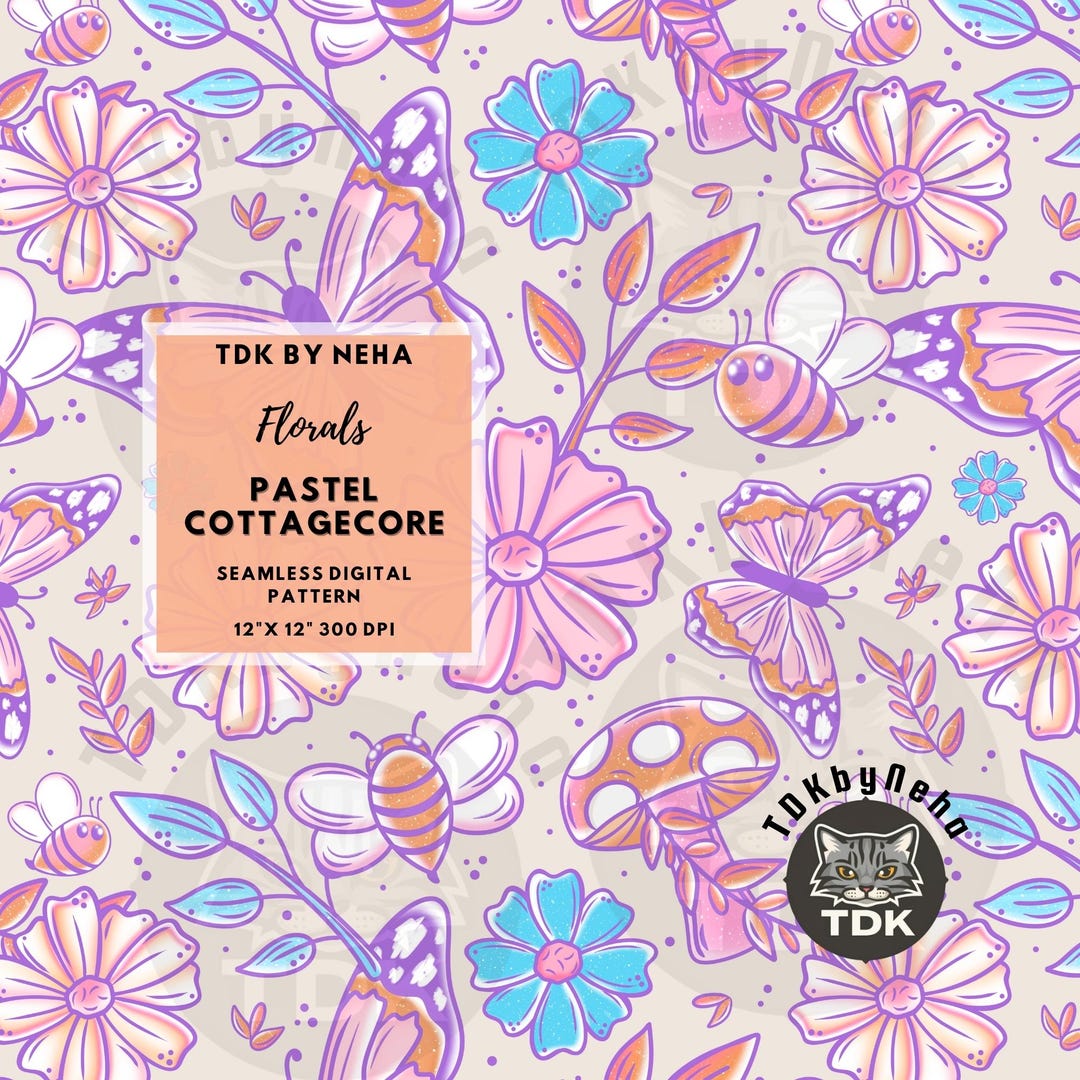 Dainty Boho Floral Seamless Pattern Digital Paper for Fabric Print ...