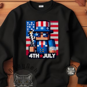 4. Juli Jungen Mining PNG, Videospiel Clipart, Clipart Pixel Shirt USA Png Mine, digital druckbares Mine Shirt Sublimationsdesign