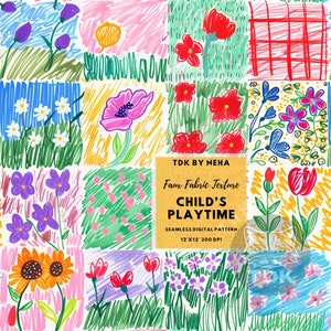 Stampa digitale senza soluzione di continuità su carta e tessuto per bambini, motivo a scarabocchio carino, motivo a ripetizione senza soluzione di continuità, design a sublimazione, album di ritagli, diario