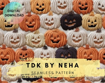 Embroidery Seamless File, Halloween Embroidery seamless, Pumpkin Embroidery seamless, Cute Halloween embroidery Seamless,Spooky Pumpkin File