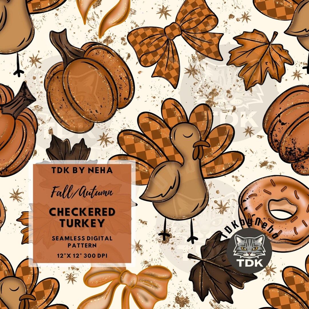 Simple Fall Checks Patterns Fall Checks Turkey Seamless Pattern Digital Paper for Fabric Print ...