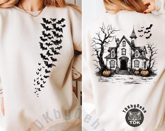 Vintage Halloween Png, Halloween Scene Png, Halloween Bats Png, Spooky Season Png, Retro Halloween, Halloween Pumpkin Png, Haunted House Png