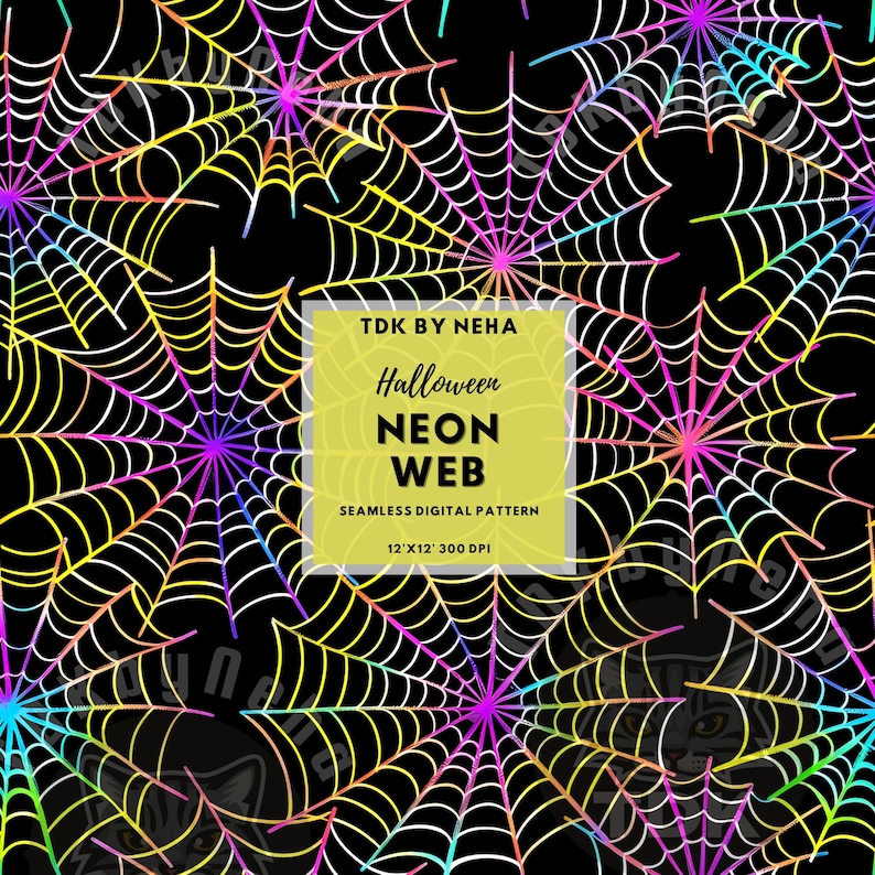 Neon Spider Web Seamless Faux Embroidery Digital Paper Fabric Print ...