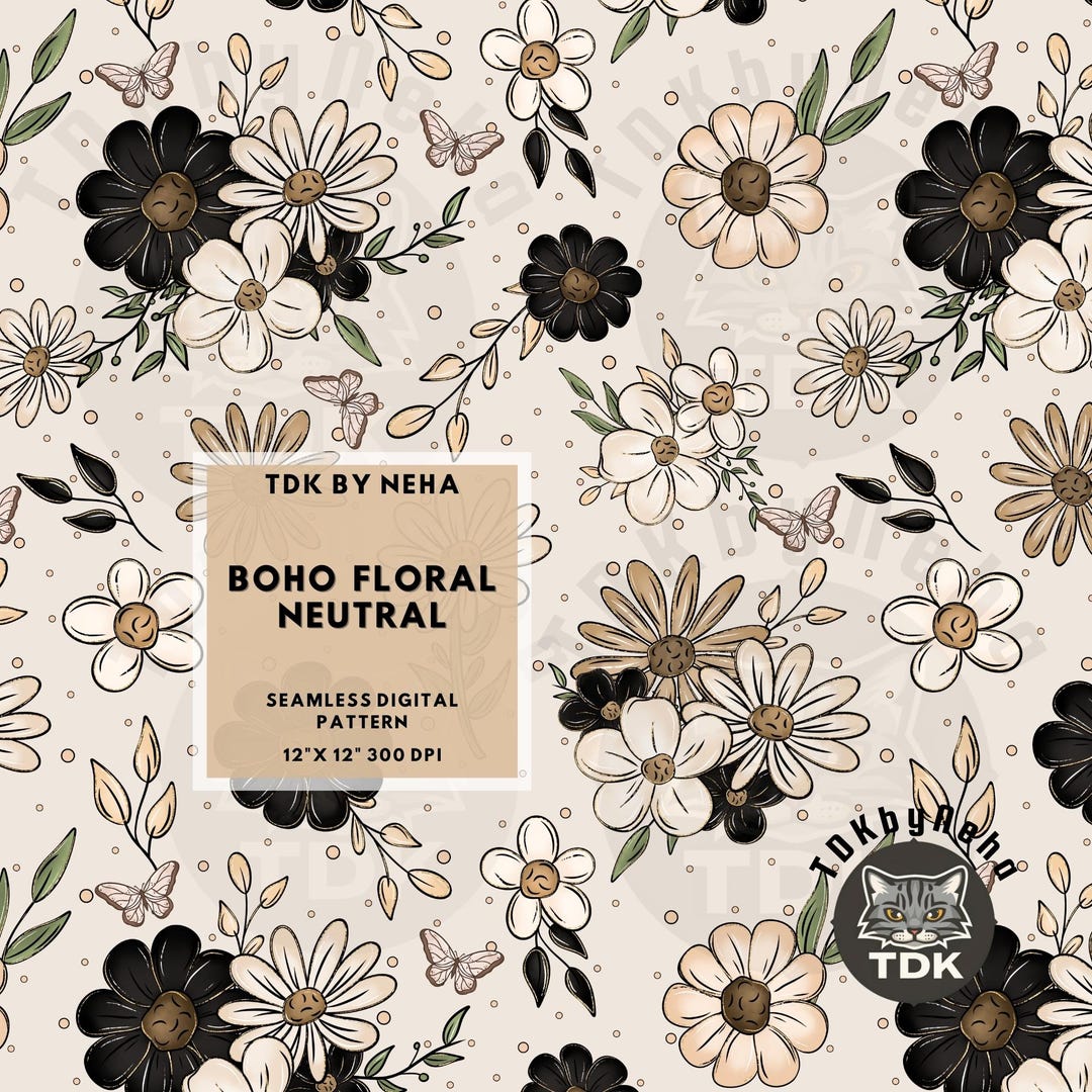 Dainty Boho Floral Seamless Pattern Digital Paper for Fabric Print ...