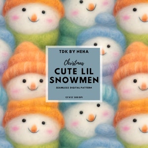 Snowman Embroidery Seamless File, Cute Christmas seamless Pattern, Winter digital Paper, Snowman seamless Print for fabric sublimation