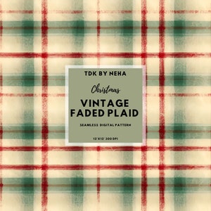 Vintage Navidad rojo y verde cuadros sin costuras, papel digital de textura de tela a cuadros clásico, patrón sin costuras de invierno, cheque de tartán terroso descolorido