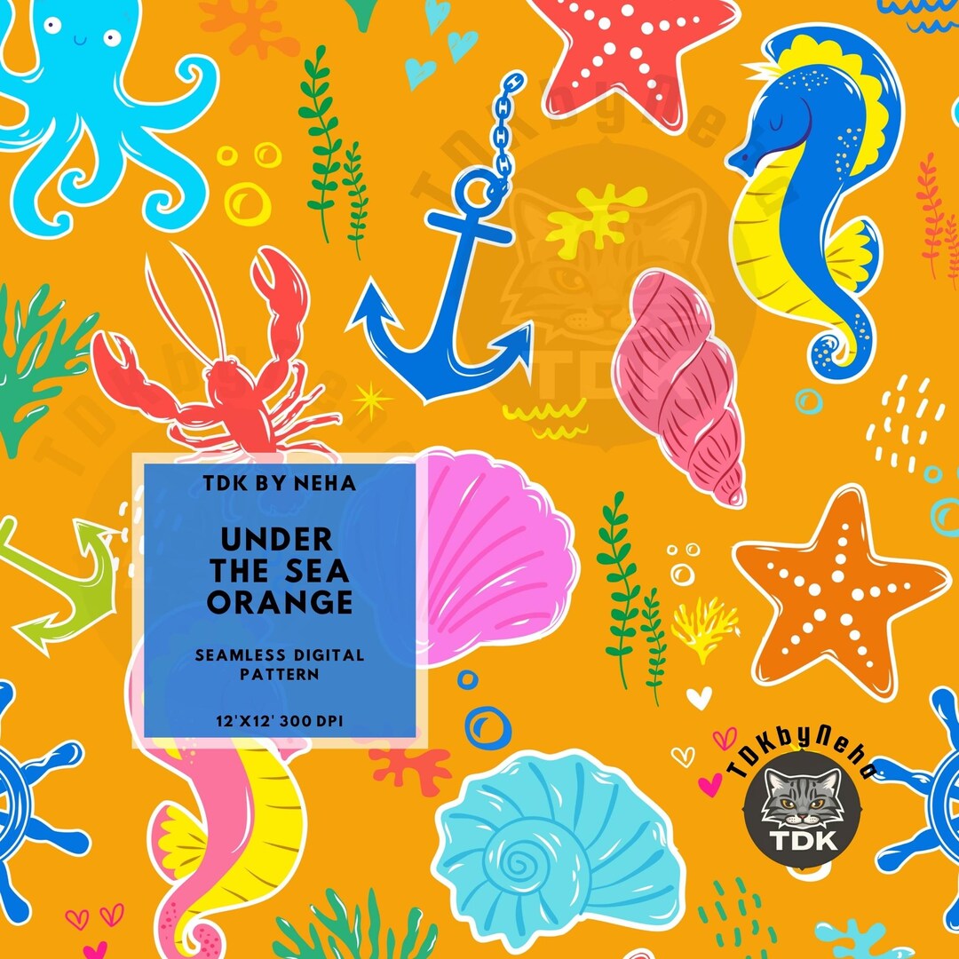 Under the Sea Seamless Digital Paper for Fabric Print, Summer Bright ...