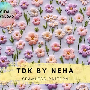 Embroidery Seamless File Boho Floral Embroidery seamless pattern Cottagecore boho seamless Digital Floral embroidery seamless pattern