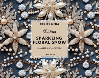 Luxe Sparkling Glitter Floral seamless pattern, Floral  Digital Paper, Antique Elegant Wedding Seamless Sublimation Design, Wedding Floral