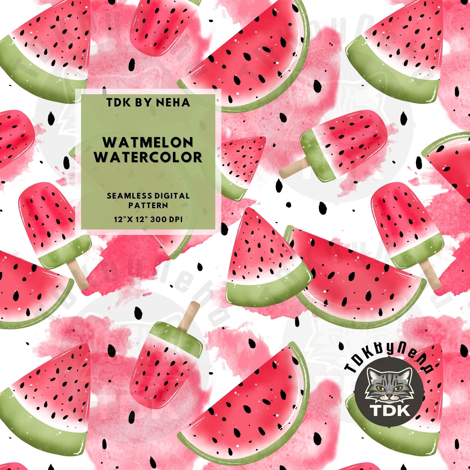 Watercolor Watermelon Seamless Digital Paper for Fabric Printing ...